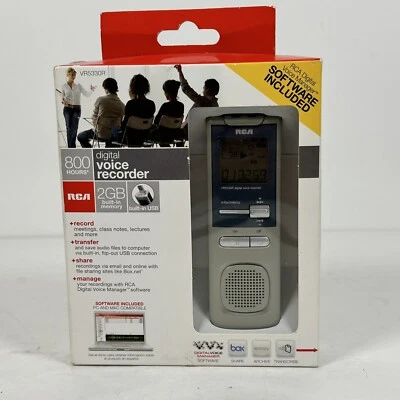NEW - RCA VR5330R Digital Voice Recorder, 800 Hours, 2 GB Memory - Fast Shipping - Image 1 of 2