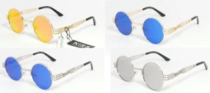 lunettes de soleil rondes verres miroir steampunk hipster lennon AB234-2RV - Imagen 1 de 8