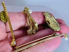 Lot of 4 GOLF Accessories Pearl Vintage Gold Tack Pin Brooch V-4783