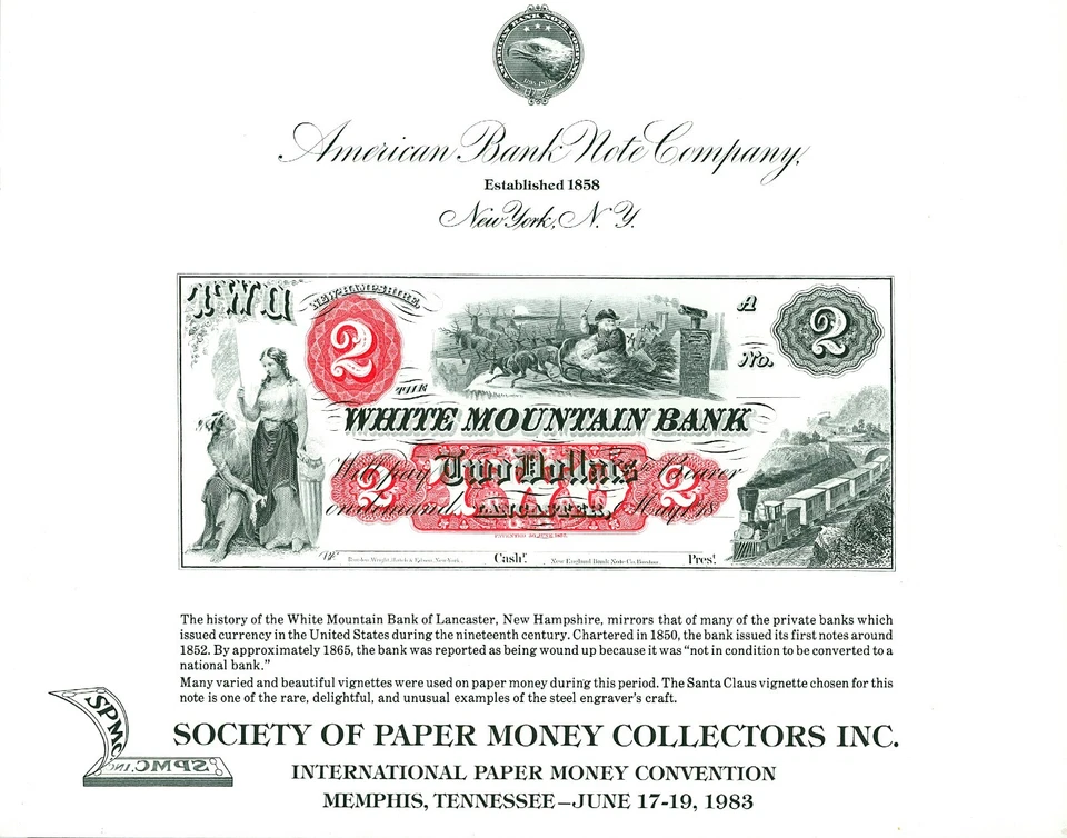 SCCS SO-33 1983 SPMC with Bi-Color $2 White Mountain Bank Note, ABNC - Image 1 of 1