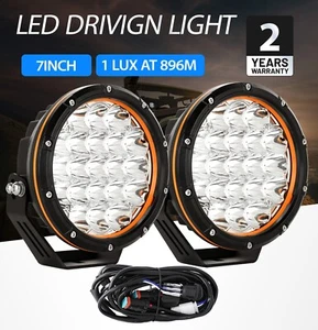 Pair 7inch LED Driving Light 4X4 Spotlight Headlights Round Work Offroad Lamp - Picture 1 of 11