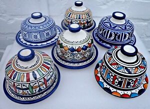HAND PAINTED CERAMIC SMALL ROUND BUTTER BELL & DISH * FES POTTERY* Many designs