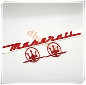 Juego de 3 piezas de emblema rojo para insignias de tronco lateral Maserati RH y LH placa de identificación - Imagen 1 de 5