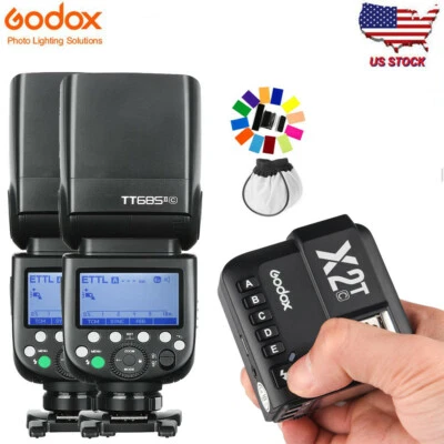 US 2*Godox TT685II-C 2.4G TTL HSS Camera Speedlite Flash+X2T-C Trigger For Canon - Image 1 of 4