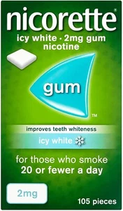 Nicorette Icy White Gum 2mg 105 Pieces  "USA SELLER SHIPS SUPER FAST ""  - Picture 1 of 3