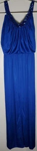 Vintage Jack Hartley Miami Formal Dress Gown Small Blue Sequined Front Slit Long - Picture 1 of 7
