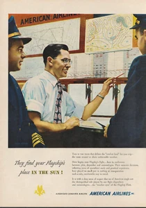 1950 American Airlines They Find Your Flagships Place In The Sun Pilots Print Ad - Picture 1 of 1