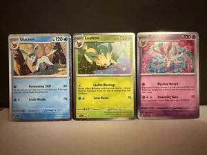 2025 Pokemon Prismatic Evolutions Glaceon Leafeon Sylveon Sticker Promo Karten Set - Bild 1 von 7