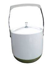 Vintage Retro MCM Large White, Avocado Green, & Chrome Ice Bucket