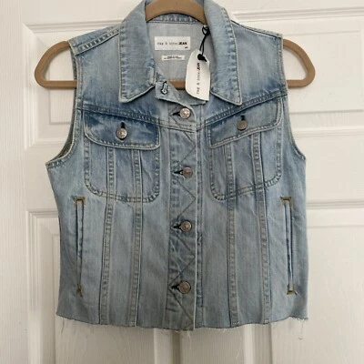 Rag & Bone Jean Lou Light Denim Short Vest Sz. M USA NWT - Image 1 of 4