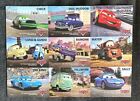 2006 Disney Pixar voitures film promotionnel lot de 9 cartes à collectionner ensemble complet