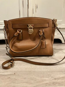 Michael Kors Large Hamilton Tote Bag Brown Leather With Lock - Picture 1 of 6