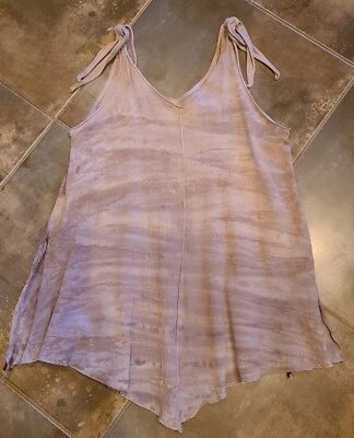 HARD TAIL FOREVER YOGA Tie Dye Swing Tank Top Side Slits Purple RARE Bohemian S - Image 1 of 4