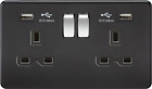 KNIGHTSBRIDGE MATT BLACK SCREWLESS Switches & Sockets CHROME ROCKER + USB