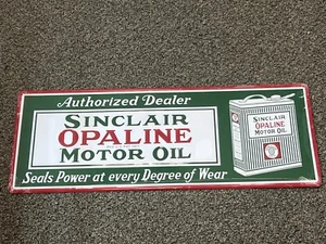 NEW Sinclair Opaline Motor Oil 23.5" x 9.25" Embossed Metal Steel Sign Man Cave - Picture 1 of 4