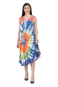 Sommerkleid/Hippie Tunika indisch Multi-Krawatte gefärbt/Batik Strandkleid - Bild 1 von 5