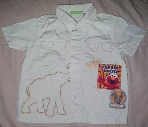 VTG SESAME STREET ELMO 2T SAFARI SHIRT SHORT SLEEVE BUTTON SHIRT TODDLER BOYS 09 - Picture 1 of 7