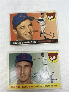 1955 Topps 45 Hank Sauer y 172 Frank Baumholtz Chicago Cubs ver fotos buen ex+ Eb - Imagen 1 de 23