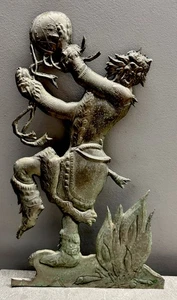 Vintage Soviet Cast  Iron Wall  Decor SHAMAN Yakut Dancing Figure - Picture 1 of 7