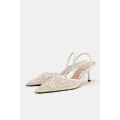 SLINGBACKS DE MALHA BORDADA ZARA - Imagem 1 de 4