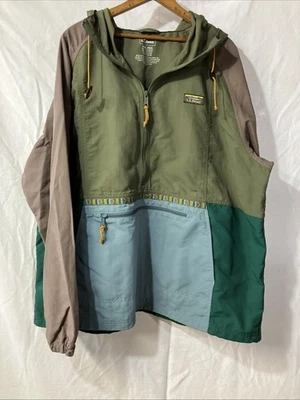 尺寸 XXXL - LL Bean 男式山地 Anorak 夹克阿兹特克 1/2 拉链套衫连帽 — 第 1/4 张图片