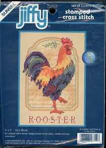 Rooster - Dimensions/Jiffy Stamped Cross Stitch KIT- 5 x 7" - 2000 - Started - Imagen 1 de 2