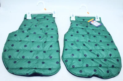 QTY:2 NWT Top Paw Polka Dot MEDIUM Puffer Dog Coat Jacket Vest Green Blue Winter - Image 1 of 4