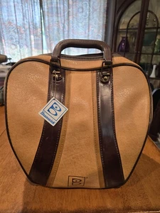 Vintage Brunswick Brown Bowling Ball Bag Single Ball Handles VG. - Picture 1 of 9