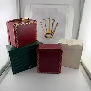 Rolex Small Green 1 Watch Box & 2 Small Cartier Watch Boxes & 1 Outer Cover LOT - Picture 1 of 15