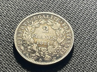 1871 France Two Francs Silver Coin - Image 1 of 2
