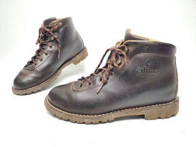Botas italianas ALICO de cuero envejecido marrón medio excursionista aventurero para hombre 8,5 M Foto 1 de 4