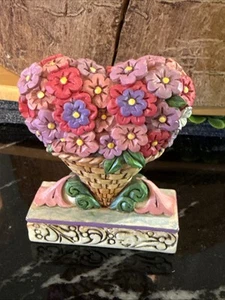 Jim Shore Heartwood Creek Mini Flower Heart Bouquet Stone Resin Figurine, 3” - Picture 1 of 3