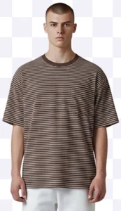 KATIN Finley Pocket Tee Brown With White Stripes Mens Large NEW - Picture 1 of 3