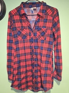 Camisa túnica ligera de franela Passport mangas enrollables para mujer talla S - Imagen 1 de 5