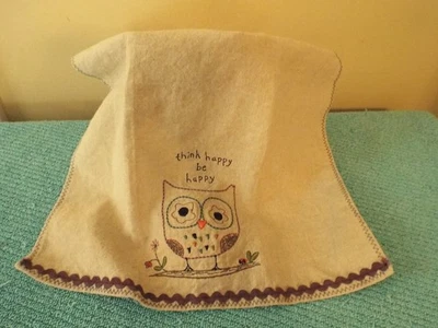 Paño de mano de búho piensa feliz ser feliz Foto 1 de 2