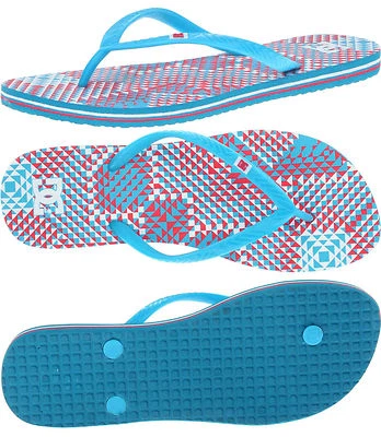 Dc Shoes Mujer Spray Graffik Chanclas Azul Rosa Blanco Tqw Playa Vacaciones New - Imagen 1 de 2