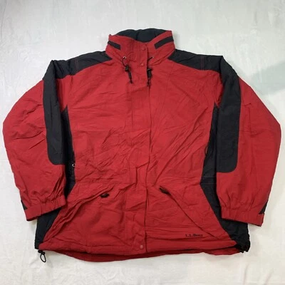 LL Bean Womens Parka Jacket XL Thinsulate Lined Hooded Red Black Insulated - Image 1 of 4
