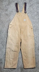 Vintage Carhartt Duck Canvas Overalls Red Quilt Lined No Size Tag Brown - Picture 1 of 14