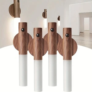 1/2/4pcs Motion Sensor Night Lights Rechargeable LED Under Cabinet Lights Walnut - Picture 1 of 14