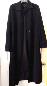UTEX trench cappotto soprabito donna taglia 12 nero 53" lungo fodera rimovibile usato in ottime condizioni - Foto 1 di 17