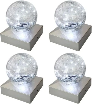 Outdoor solar lighting dome lamp, suitable for 4x4 size, white 4-piece set - Image 1 of 4