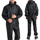 Men's Black Motorcycle Waterproof Raincoat Rain Suit Overalls Work Cloth