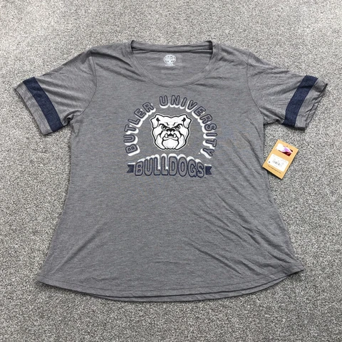 Butler Bulldogs Shirt Women Large Gray Tee Ladies Top Spell Out University BJ Cover
