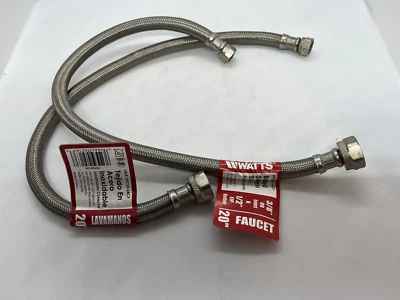 2- Nueva línea de suministro de grifo de 20" trenzado de acero inoxidable de 1/2" compresión de 3/8" Foto 1 de 3
