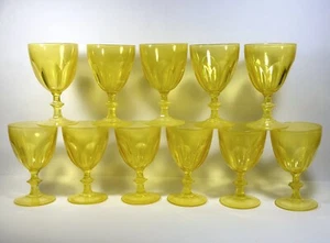 Set of 11 Vintage Cristal d'Arques Folies Rambouillet Yellow Wine Glasses - Picture 1 of 13