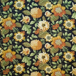 Mill Creek Raymond Waites MENDOZA Floral BLACK Home Decor Drapery Sewing Fabric - Picture 1 of 9