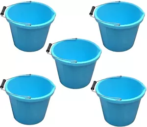 5 x 14L Sky Blue Bucket Strong Heavy Duty Kitchen Garden Pet Feeding Storage -UK - Picture 1 of 13