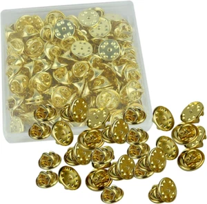 100PCS Pin Backs, Metal Locking Pin Backs, Brass Clutch for Brooch Tie Hat Badge - Picture 1 of 11