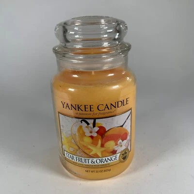 RETIRED Yankee Candle "STAR FRUIT & ORANGE Large 22 oz Unlit FRESH ~ RARE ~ NEW - Image 1 of 4