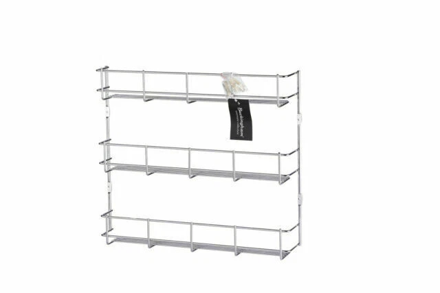Buckingham 3 Tier Spice and Herb Wall Mountable Rack - Silver